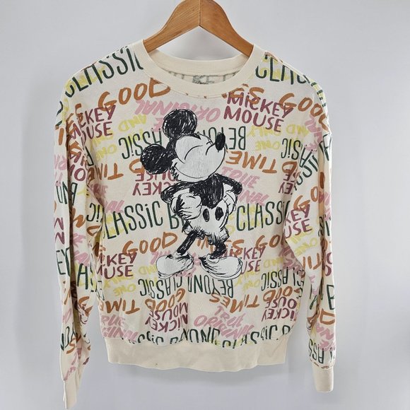 Disney Mickey Mouse Womens Colorful Graffiti Classic Graphic Sweatshirt Top Size - Picture 1 of 4